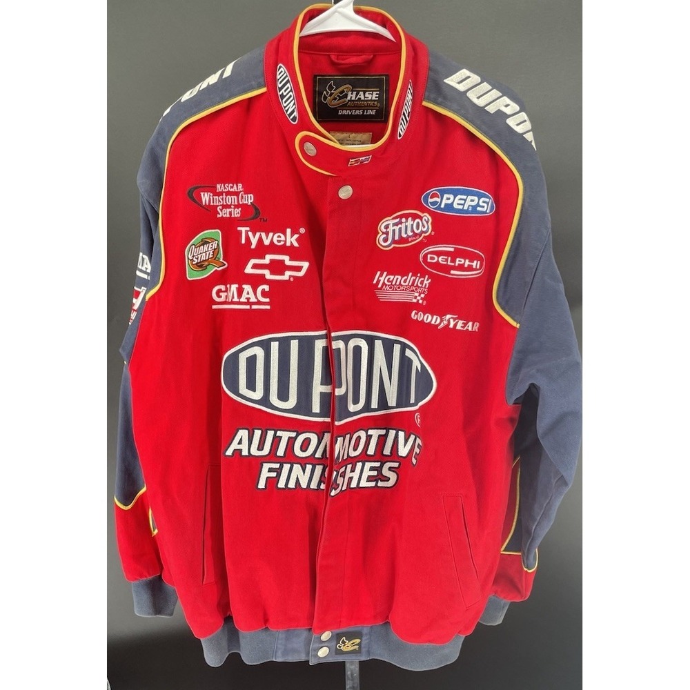 2002 Chase Authentics Jeff Gordon NASCAR #24 Dupont Flames Mens  Large Jacket